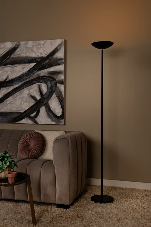 Lucide ZENITH - Floor lamp - LED Dim. - 1x20W 3000K - Black - atmosphere 1